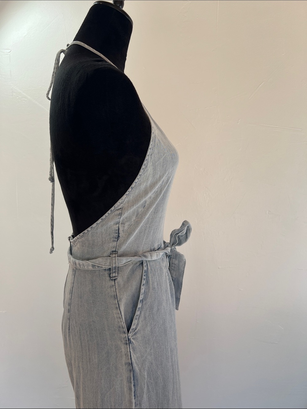 Vintage Havana Halter wide leg Jumpsuit Waist‎ Tie Retro boho casual lightweight - Picture 3 of 9
